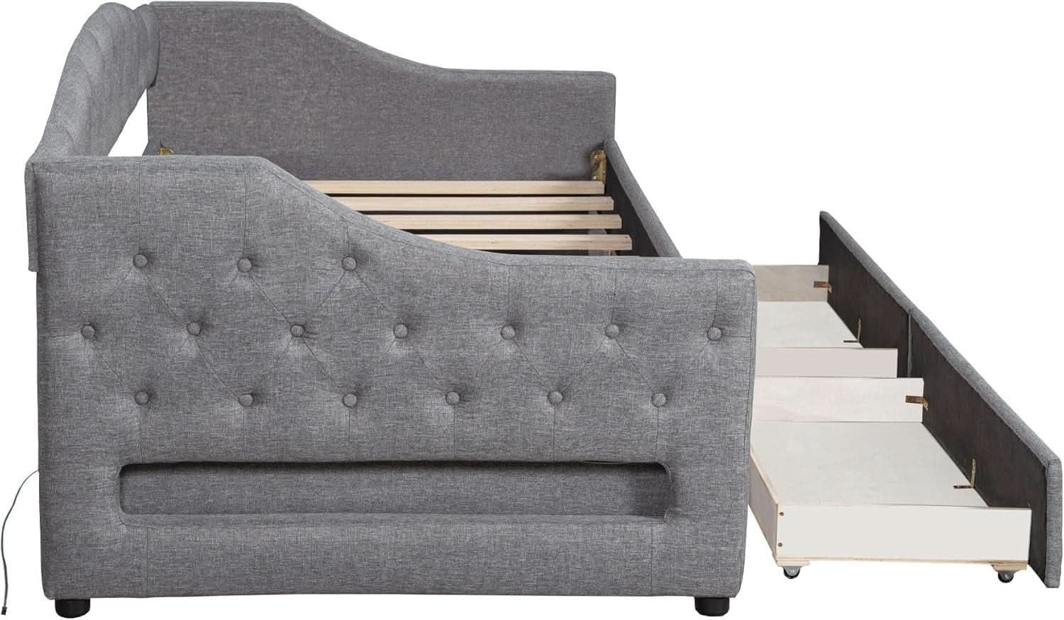TwinXL Upholstered Platform Bed With Hidden Storage