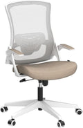 Beige High Back Mesh Office Chair With Adjustable Height And Ergonomic Design