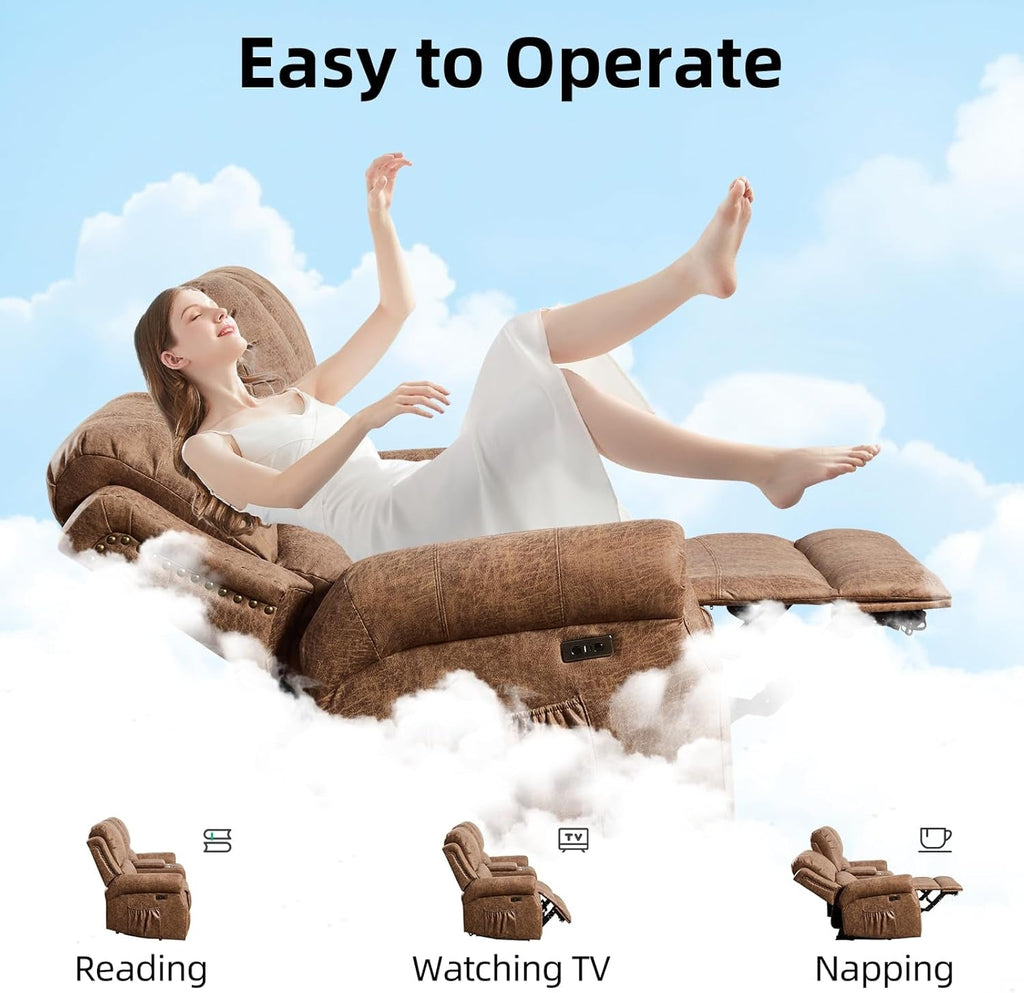 Nut Brown Premium Faux Leather Power Reclining Loveseat