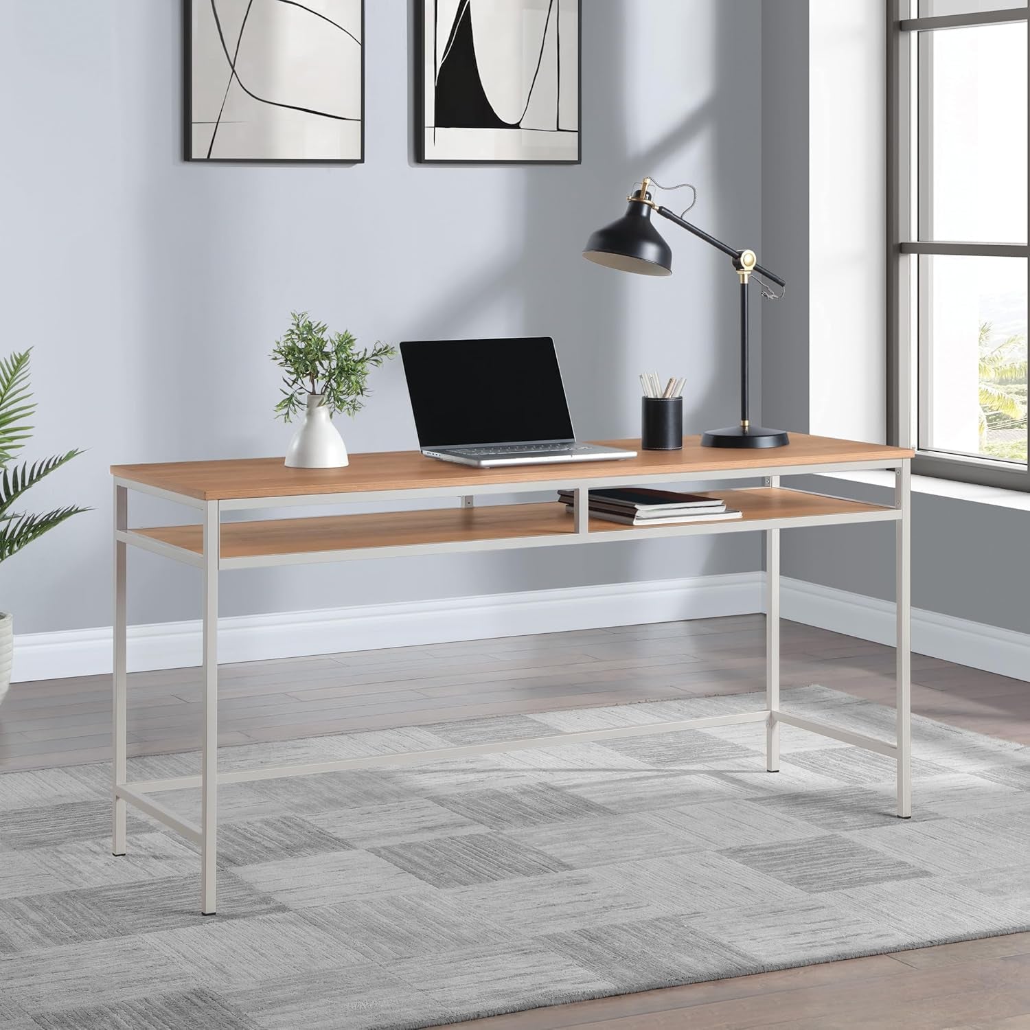 60 Inch Industrial Grade Woodgrain Office Desk Oak Top