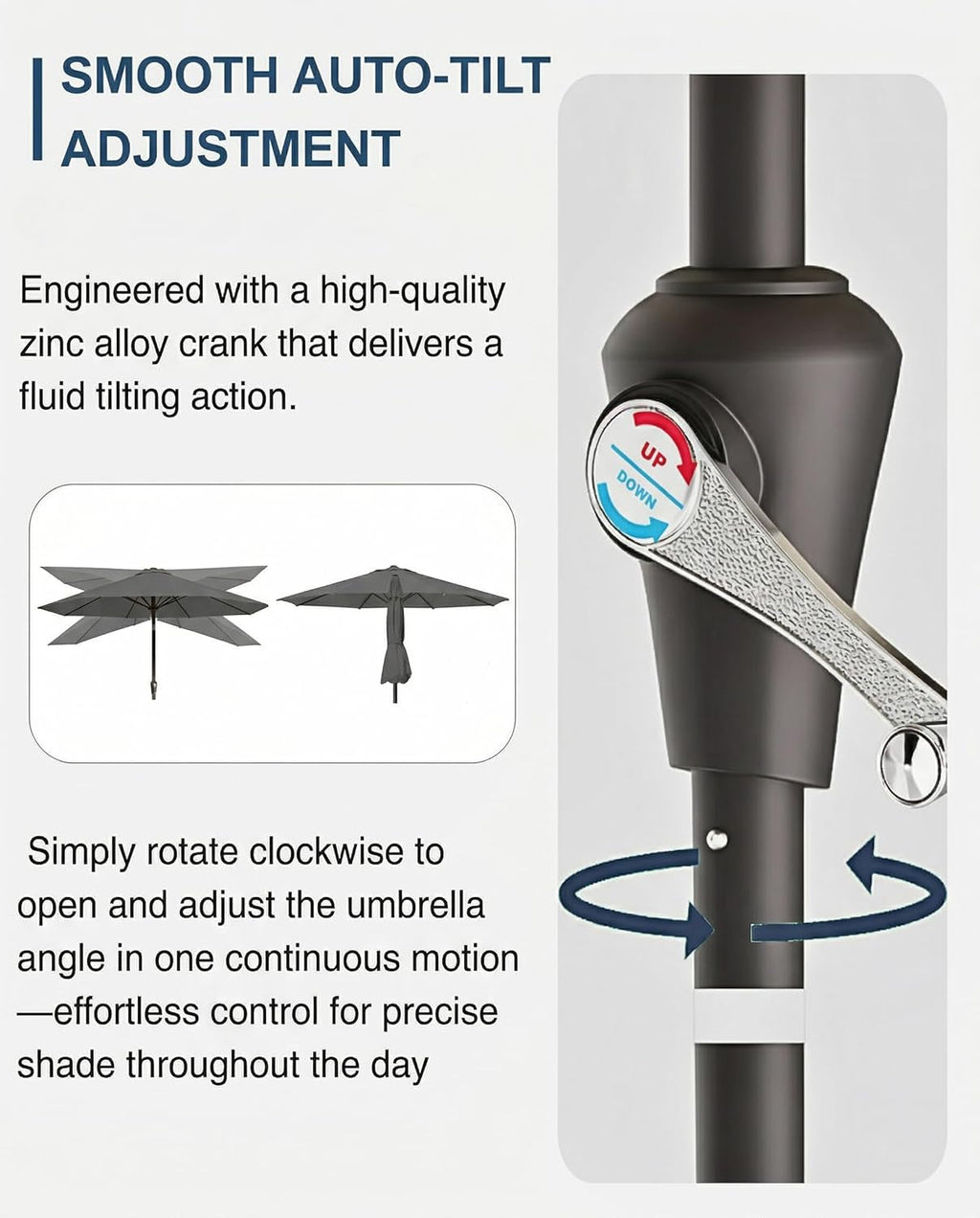 9 Foot Auto Tilt Weather Resistant Outdoor Umbrella