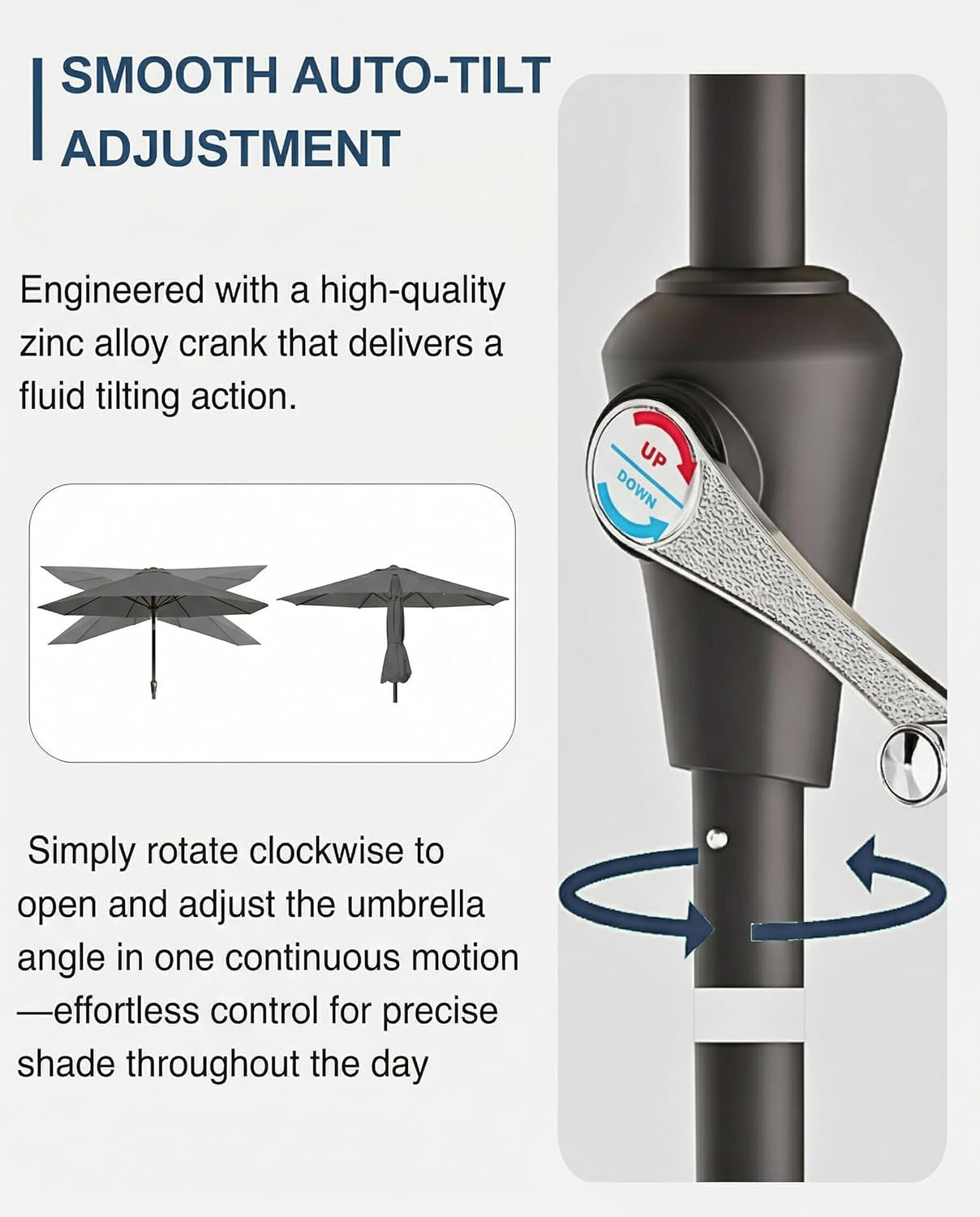 9 Foot Auto Tilt Weather Resistant Outdoor Umbrella