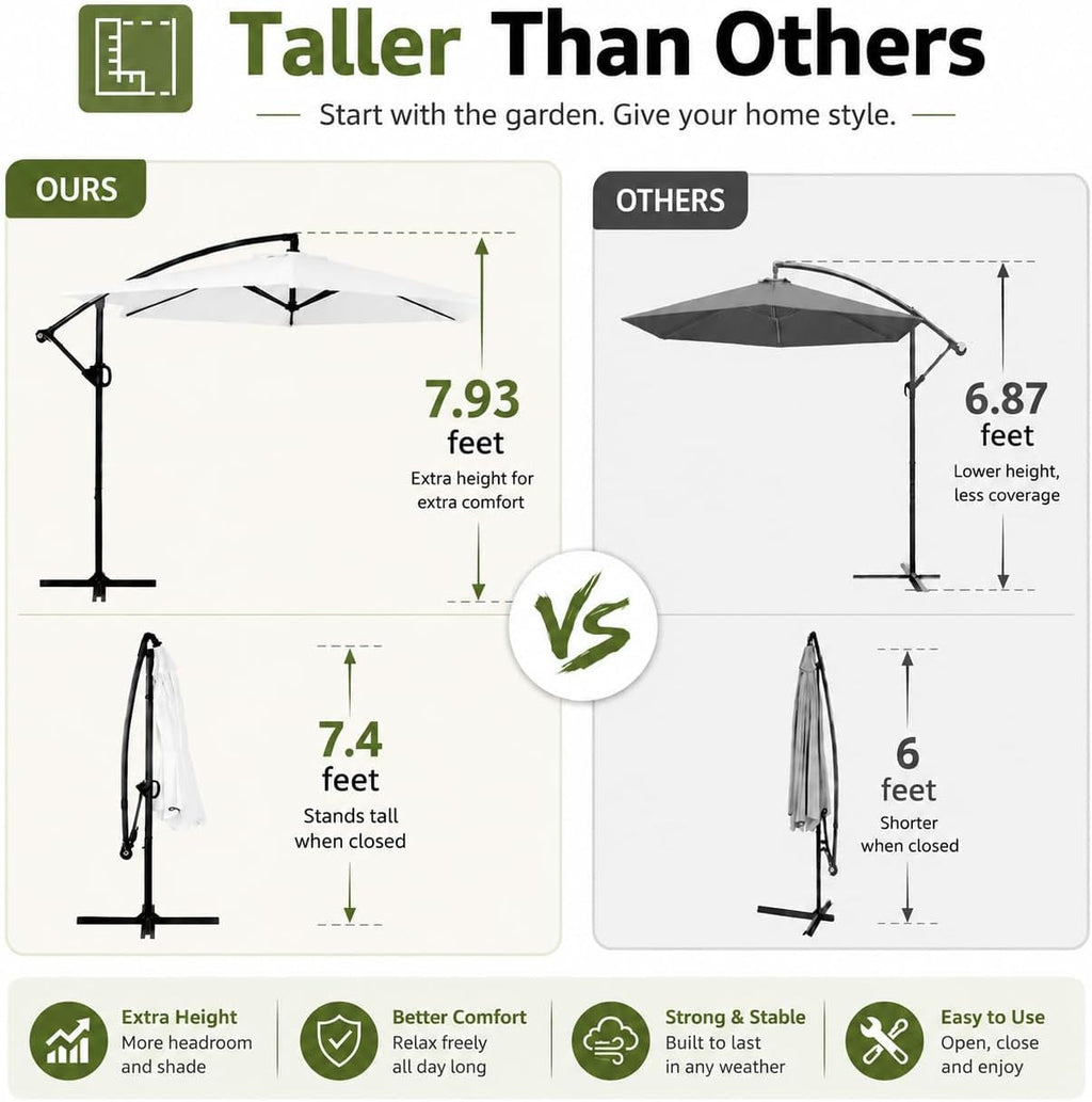 9ft Off set Cantilever Weatherproof Umbrella With Tilt