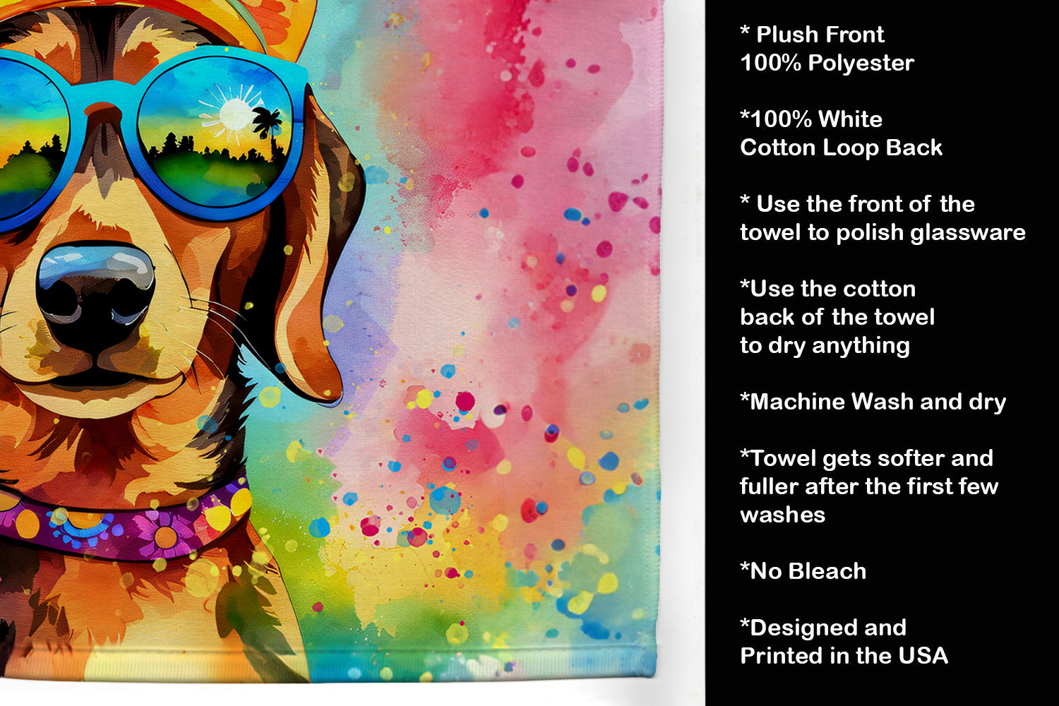 Dachshund Hippie Dawg Kitchen Towel