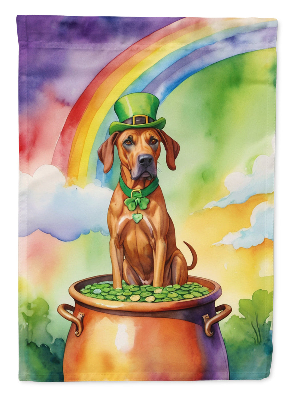 Rhodesian Ridgeback St Patrick's Day Garden Flag