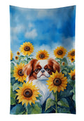 Japanese Chin in Sunflowers Kitchen Towel