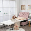 Folding Ottoman Sleeper Bed with Mattress for Guest Bed and Office Nap-Pink