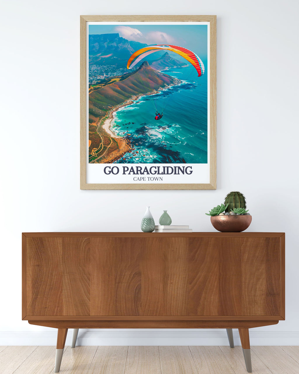 Go Paragliding Art Print - Cape Town Travel Print - Table Mountain Canvas Art - Table Mountain Travel Poster